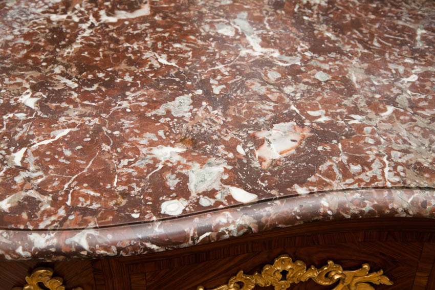 red, grech and white breche marble top